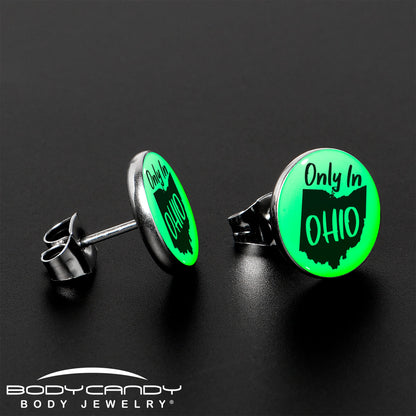 Only in Ohio Glow in the Dark Stud Earrings by Onyx O