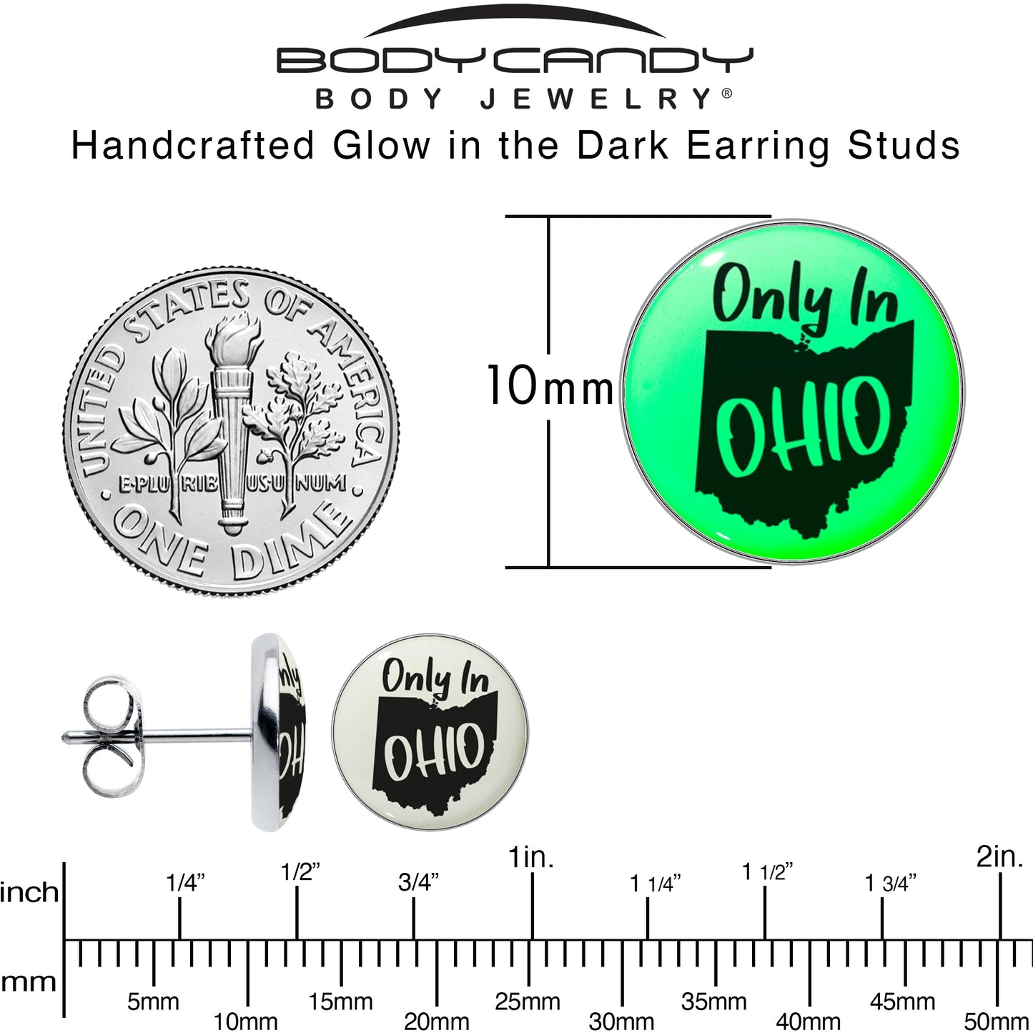 Only in Ohio Glow in the Dark Stud Earrings by Onyx O