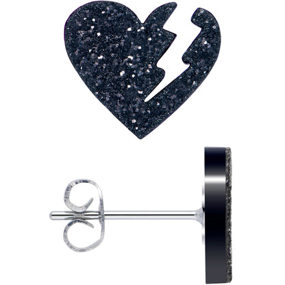 Glitter Heartbreaker Broken Heart Stud Earrings