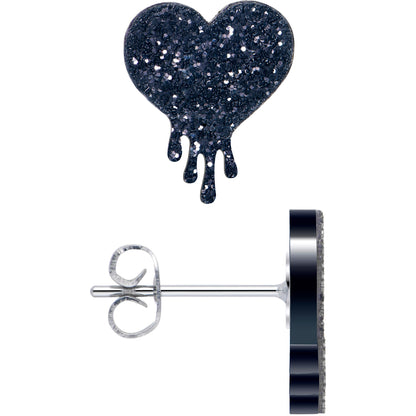 Glitter Melting Heart Stud Earrings