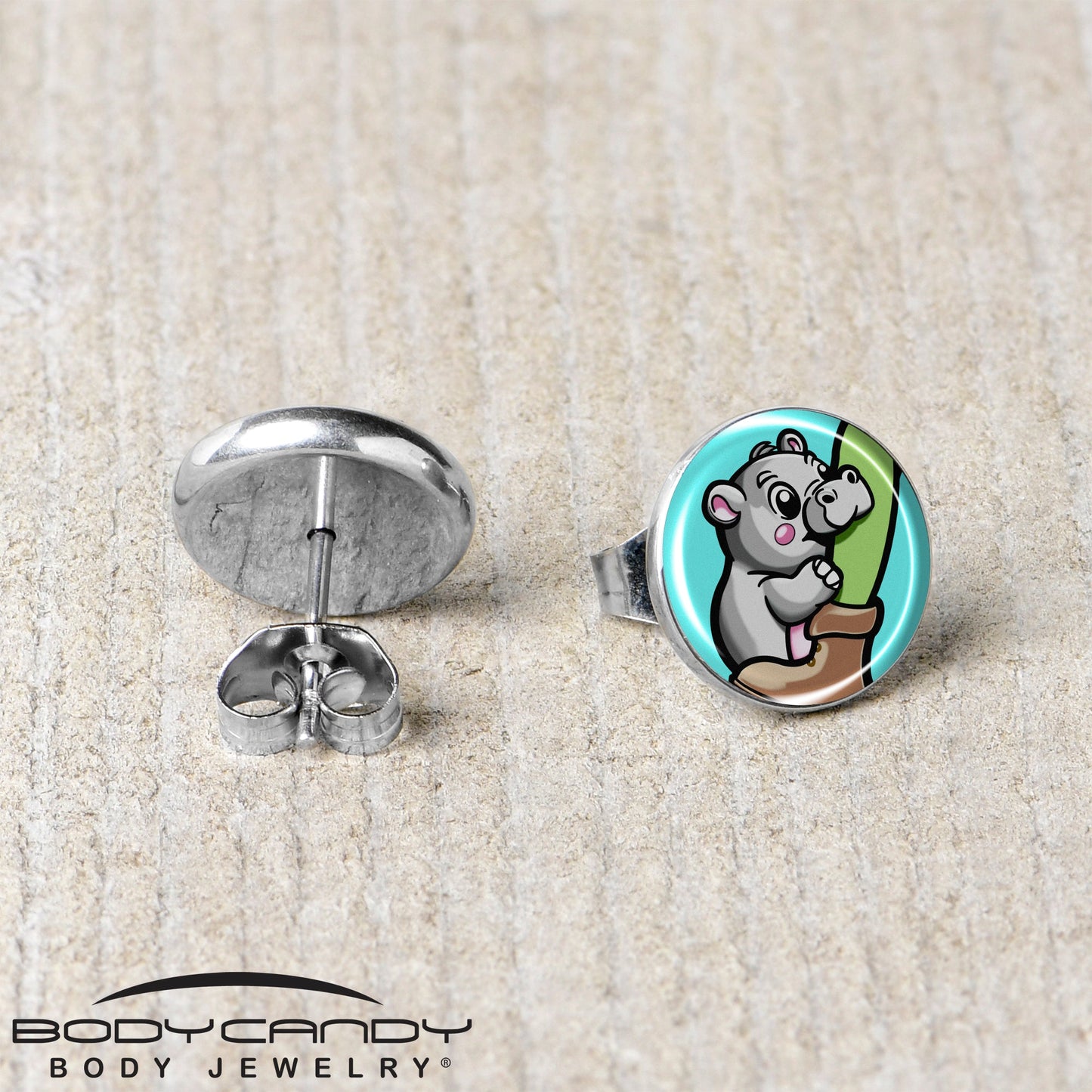 Cute Biting Baby Hippo Stud Earrings