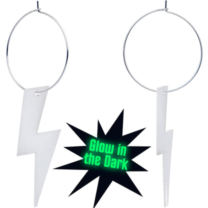 Acrylicious Glow in the Dark Lightning Bolt Hoop Earrings