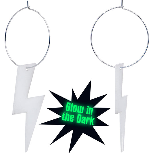 Acrylicious Glow in the Dark Lightning Bolt Hoop Earrings