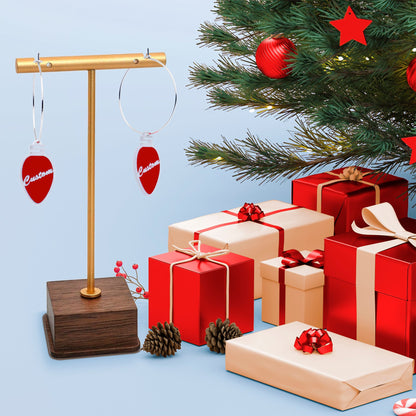 Custom Red Holiday Ornament Personalized Hoop Earrings