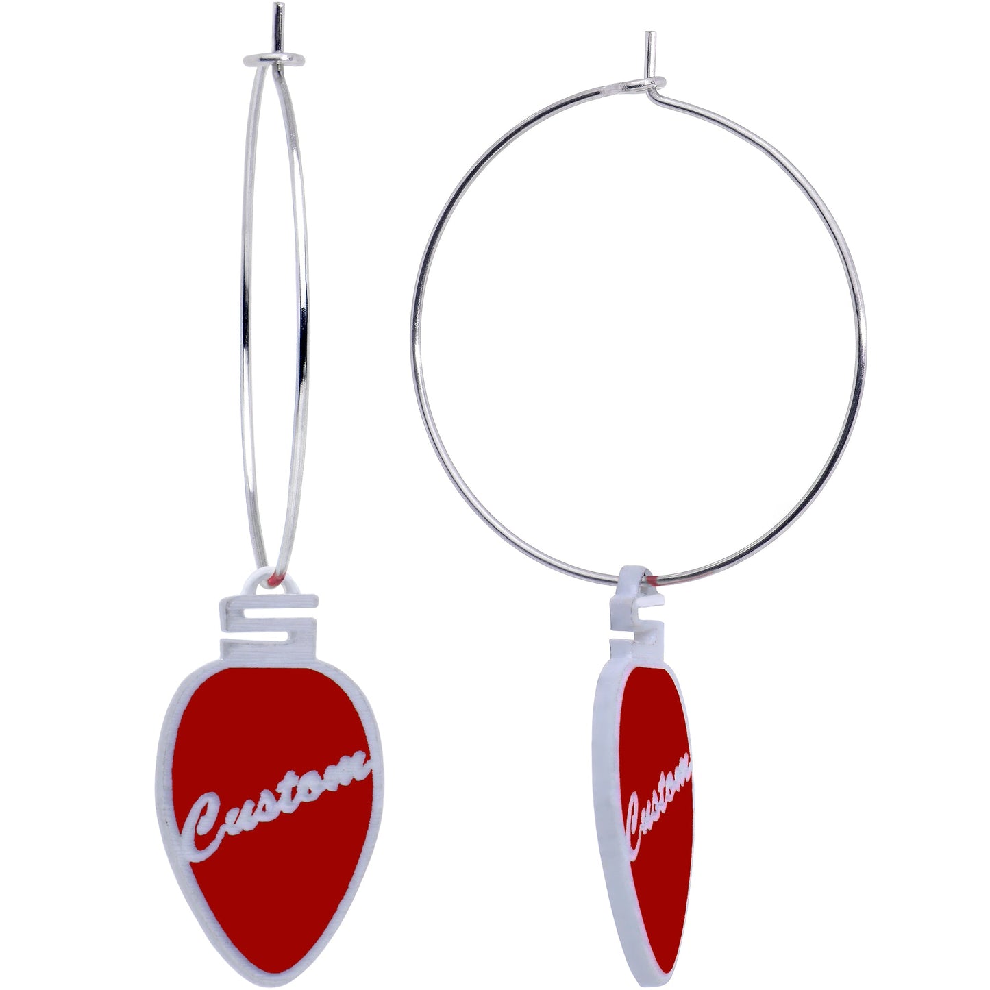 Custom Red Holiday Ornament Personalized Hoop Earrings
