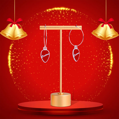Custom Red Holiday Ornament Personalized Hoop Earrings