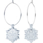 Ice Clear Winter Snowflake Hoop Earrings