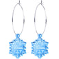 Custom Blue Winter Snowflake Personalized Hoop Earrings