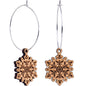 Natural Wood Snowflake Hoop Earrings