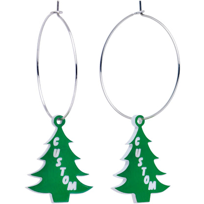 Custom Christmas Tree Personalized Hoop Earrings