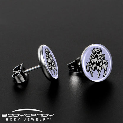 Leaping Leapfrog Spiders Stud Earrings by Onyx O