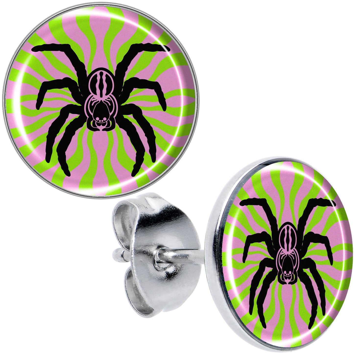 Psychedelic Spider Stud Earrings by Onyx O