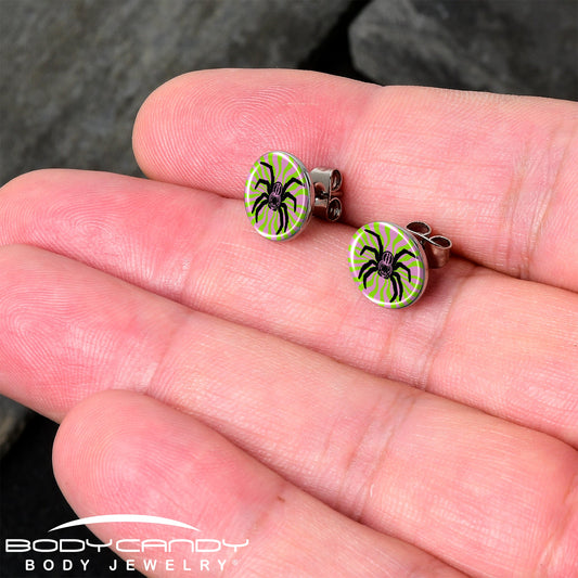 Psychedelic Spider Stud Earrings by Onyx O