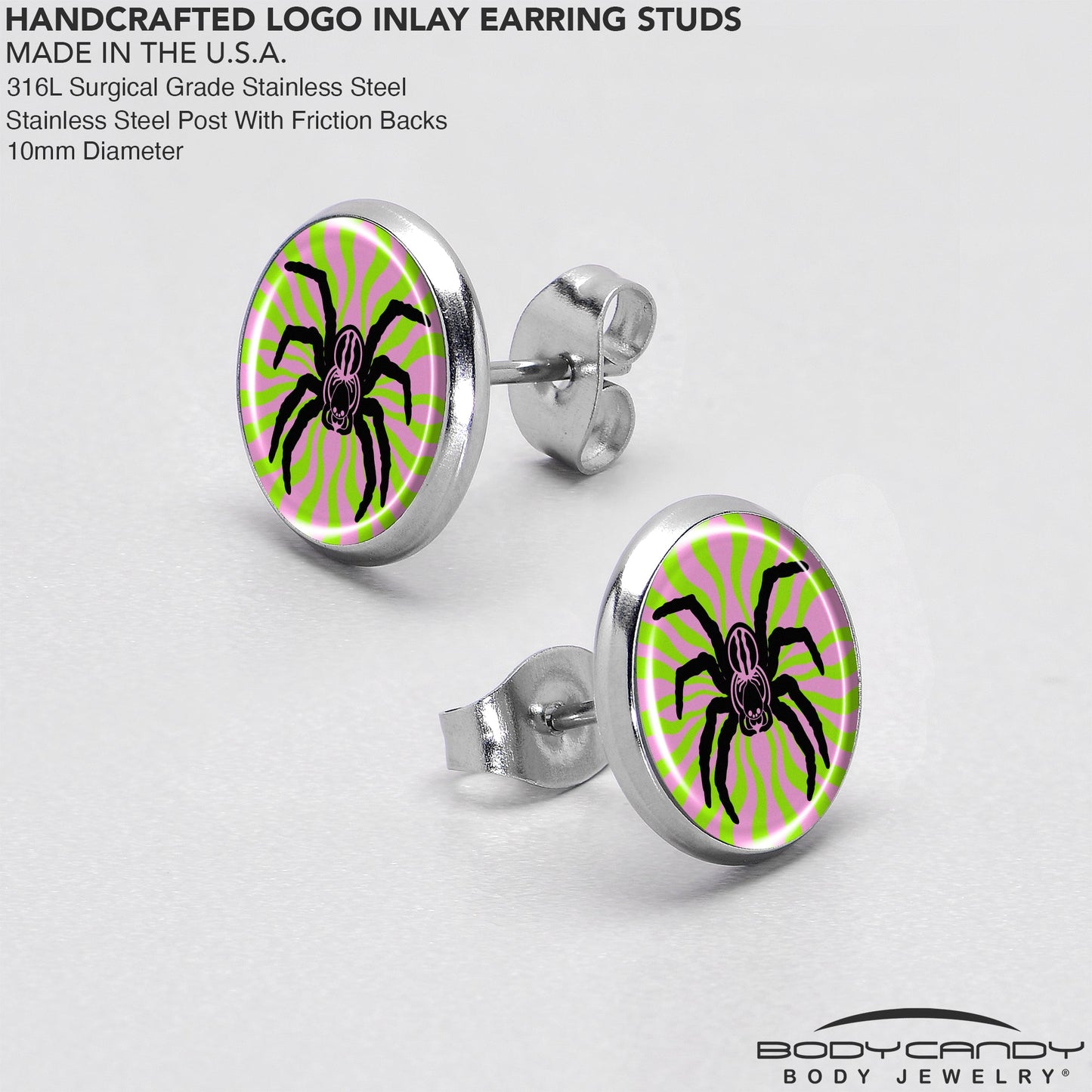 Psychedelic Spider Stud Earrings by Onyx O