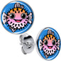Swimming Pink Pufferfish Stud Earrings by Onyx O