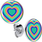 Rainbow Retro Heart Stud Earrings by Onyx O