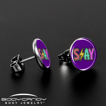 Colorful Lighting SLAY Stud Earrings by Onyx O