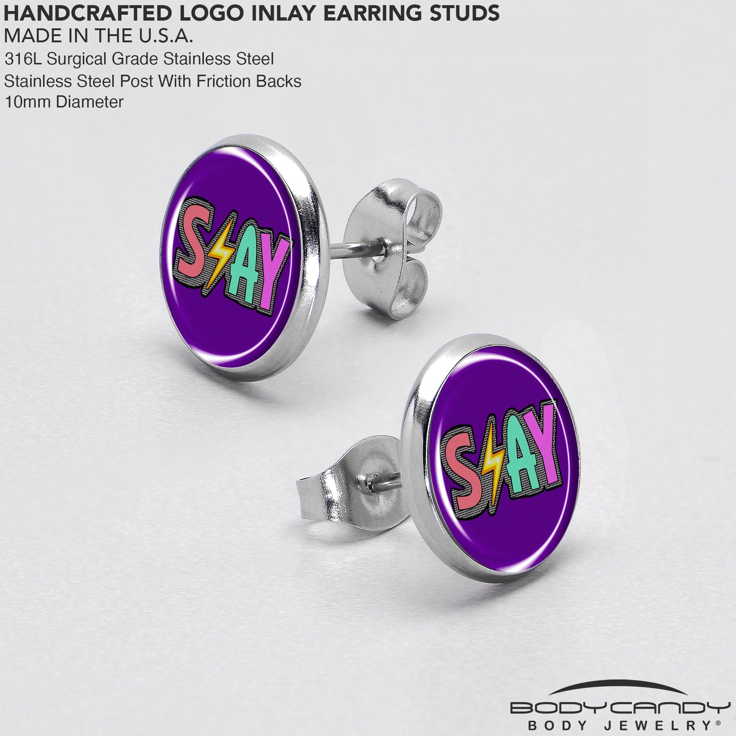 Colorful Lighting SLAY Stud Earrings by Onyx O