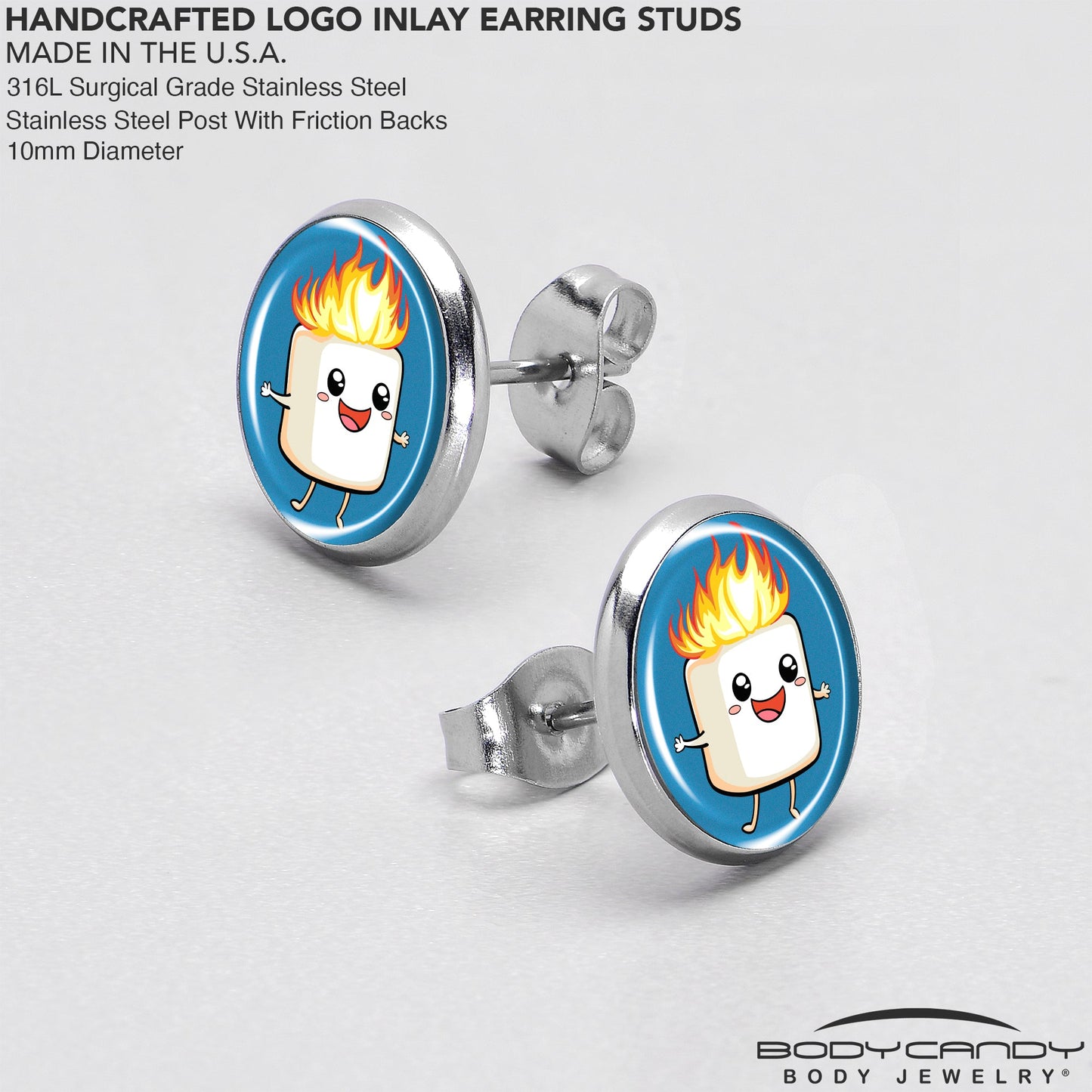 Burning Marshmallow Stud Earrings by Onyx O