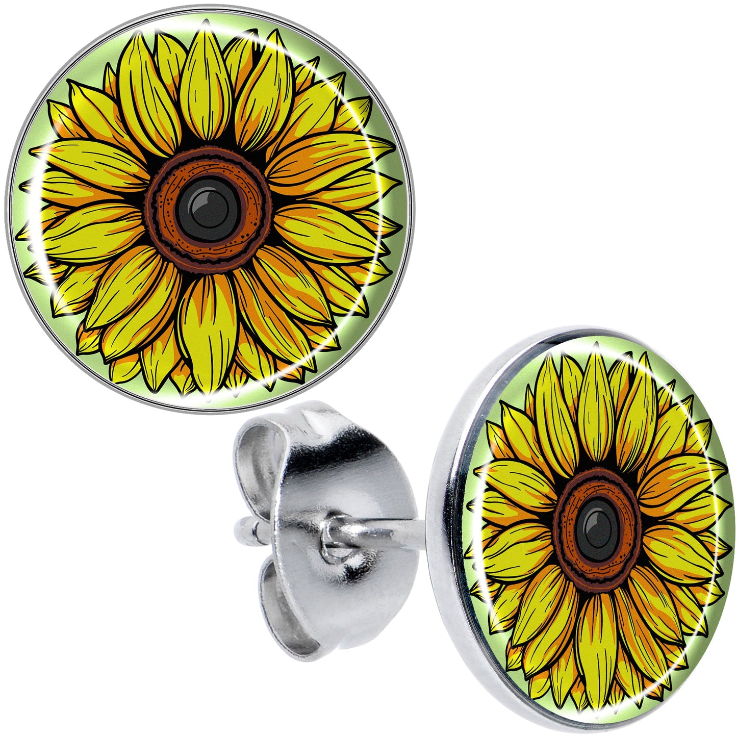 Blossom Creation Yellow Sunflower Stud Earrings by Onyx O