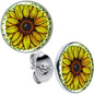 Blossom Creation Yellow Sunflower Stud Earrings by Onyx O