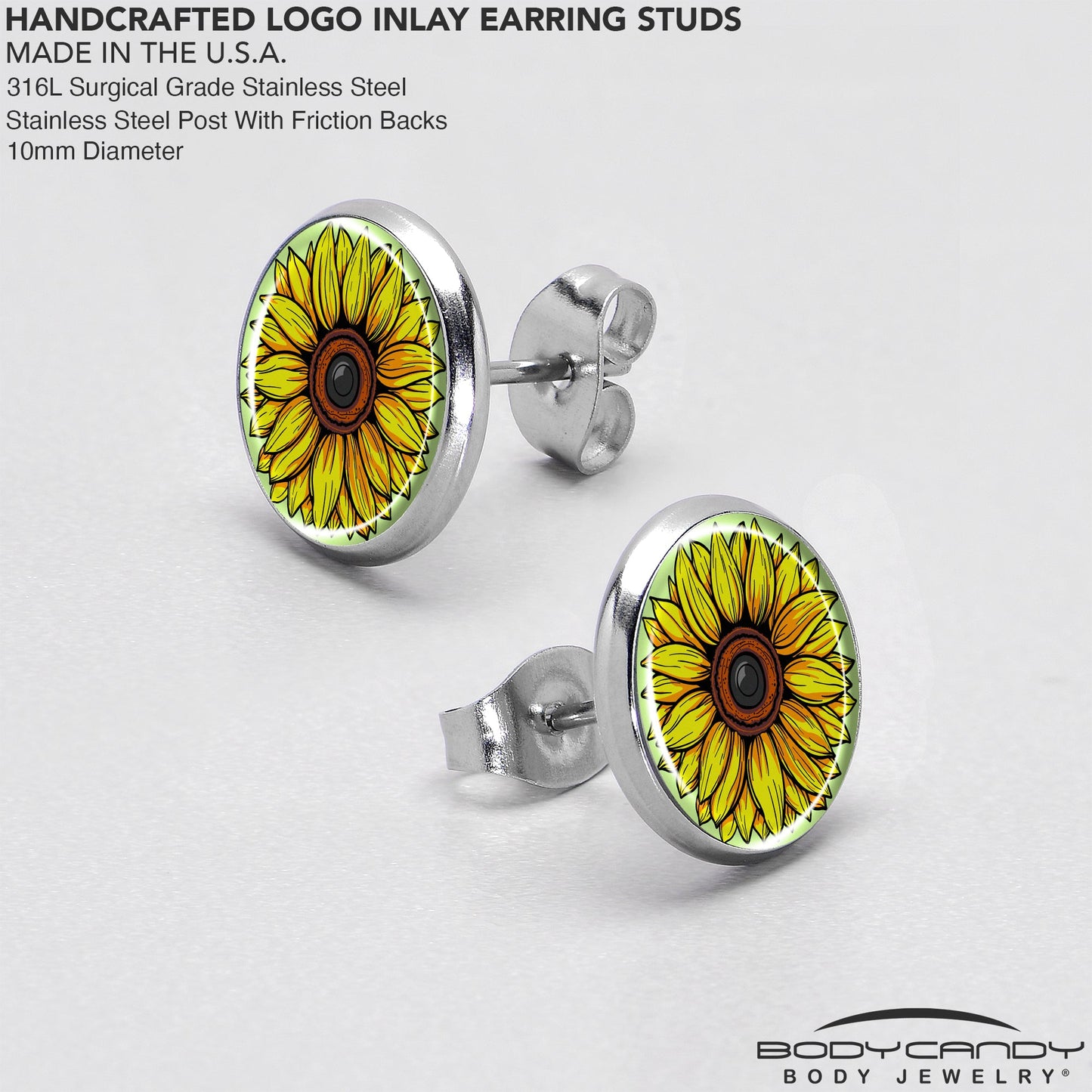 Blossom Creation Yellow Sunflower Stud Earrings by Onyx O