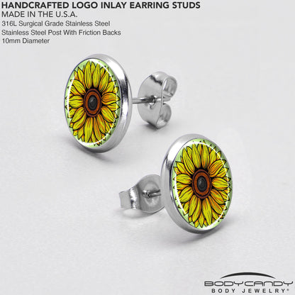 Blossom Creation Yellow Sunflower Stud Earrings by Onyx O