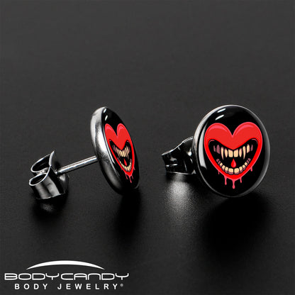 Valentine Heart Vampire Stud Earrings