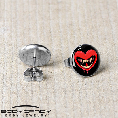 Valentine Heart Vampire Stud Earrings