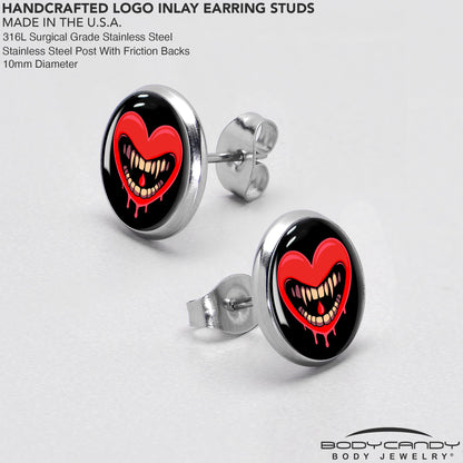Valentine Heart Vampire Stud Earrings