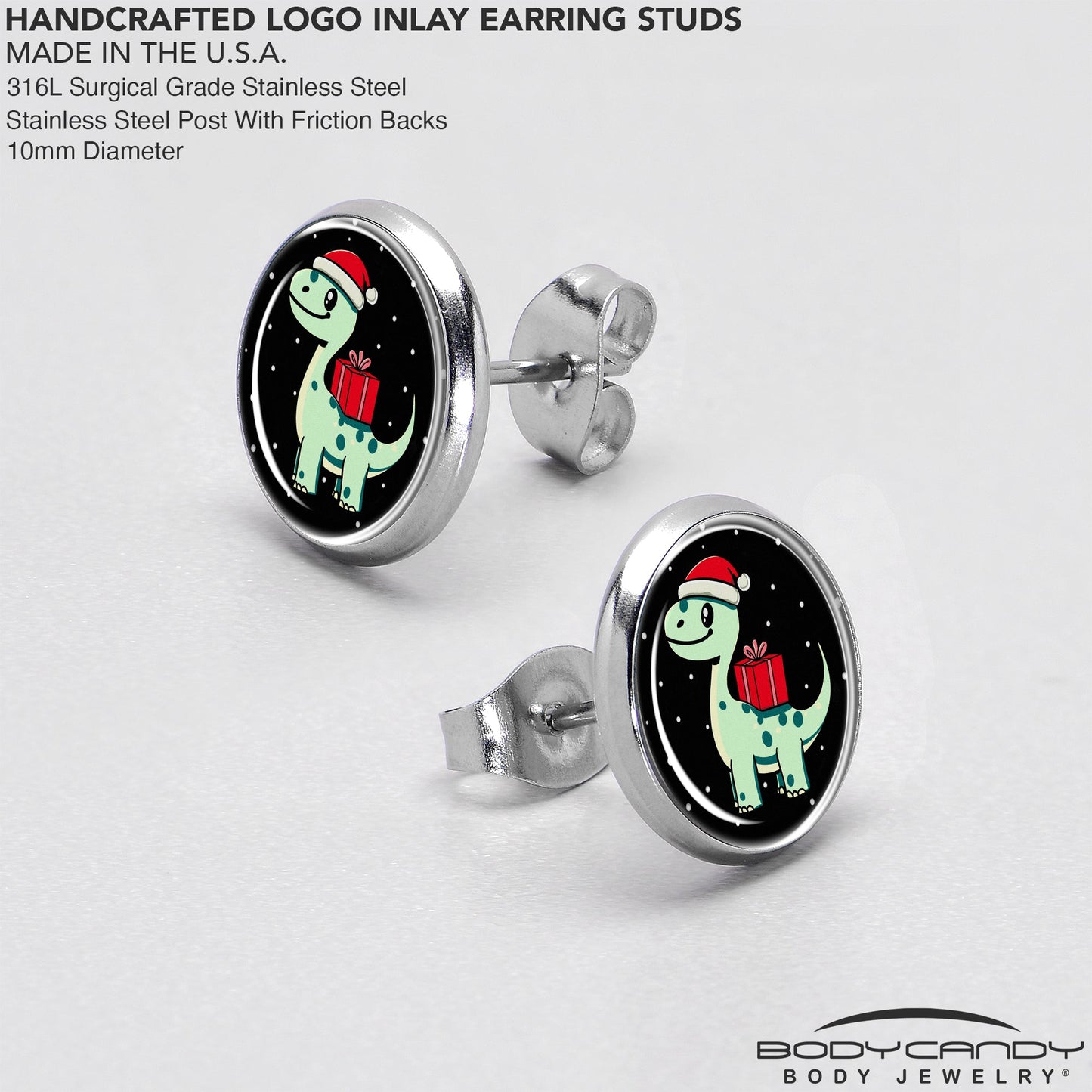 Christmas Holiday Dinosaur Stud Earrings by Onyx O
