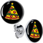 Christmas Holiday Pizza Tree Stud Earrings by Onyx O