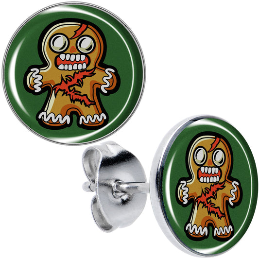 Christmas Holiday Zombie Gingergread Man Stud Earrings by Onyx O