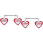 Custom Red White Heart Double Personalized Name Dangle Nipple Ring Set