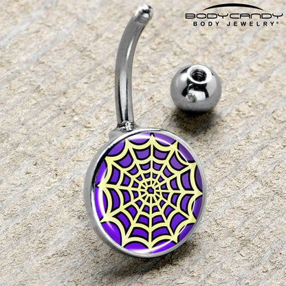 Two Tone Spider Web Belly Ring by Onyx O