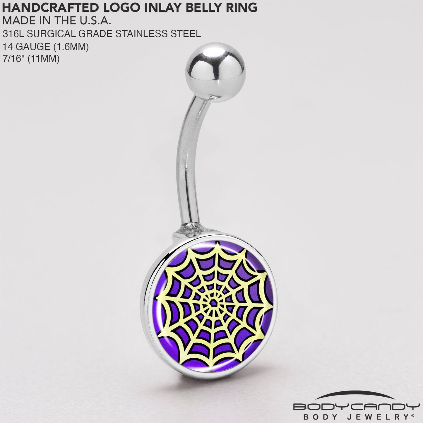 Two Tone Spider Web Belly Ring by Onyx O