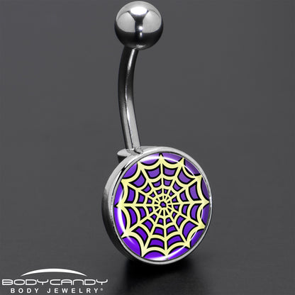 Two Tone Spider Web Belly Ring by Onyx O