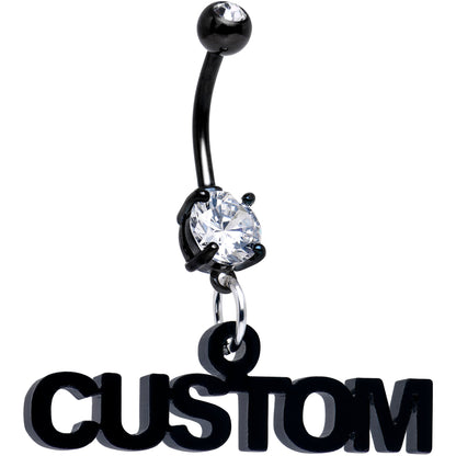 Custom Black Double Gem Personalized Name Belly Ring