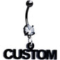 Custom Black Double Gem Personalized Name Belly Ring