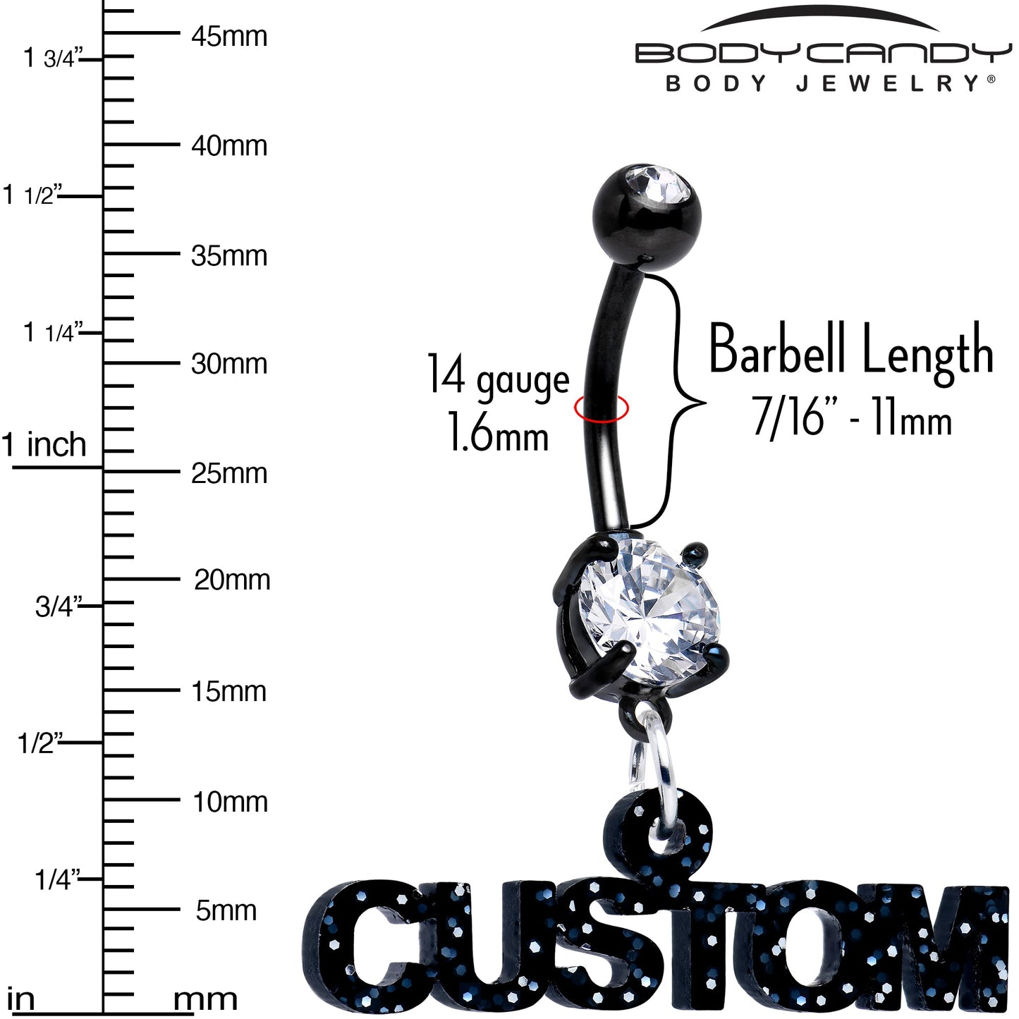 Custom Double Gem Personalized Name Belly Ring