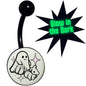 Black Anodized Glow in the Dark Halloween Ghost Dog Walker Belly Ring by Onyx O