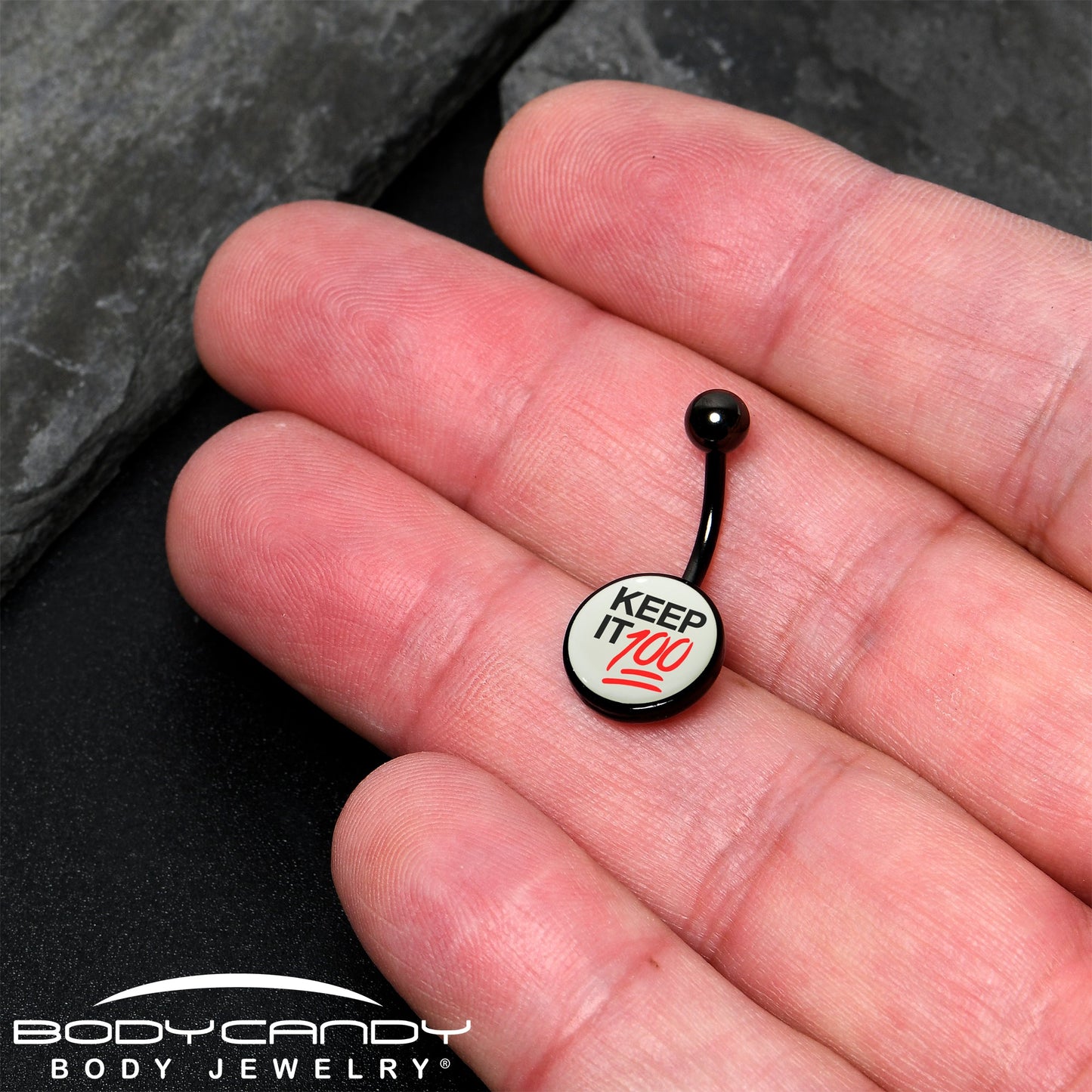 Glow in the Dark Black Keep it 100 Belly Ring by Onyx O