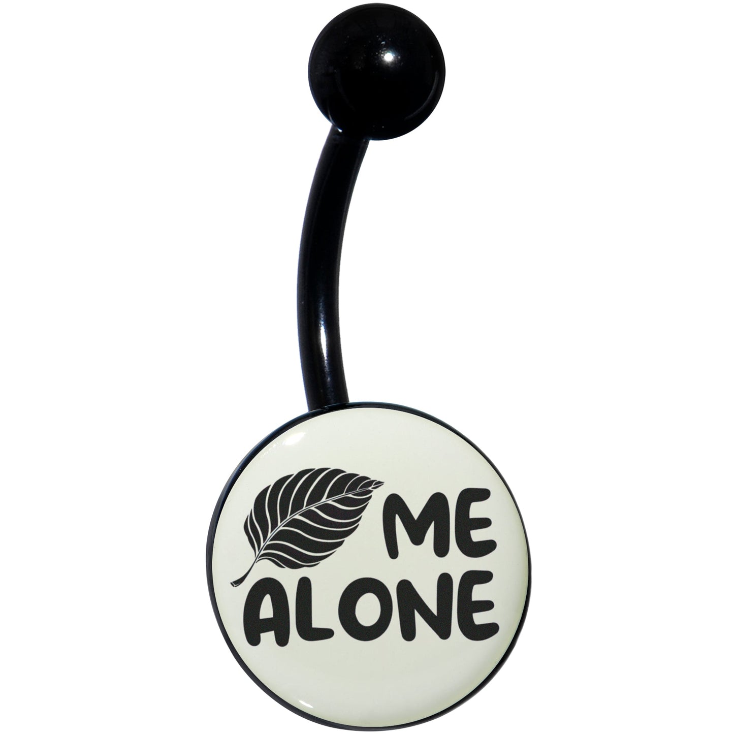 Glow in the Dark Black Leaf Me Alone Belly Ring by Onyx O