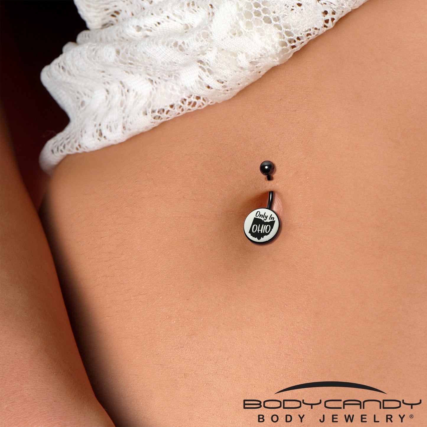 Glow in the Dark Black Only in Ohio Belly Ring by Onyx O
