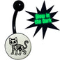 Black Anodized Glow in the Dark Skeleton Kitty Cat Belly Ring by Onyx O