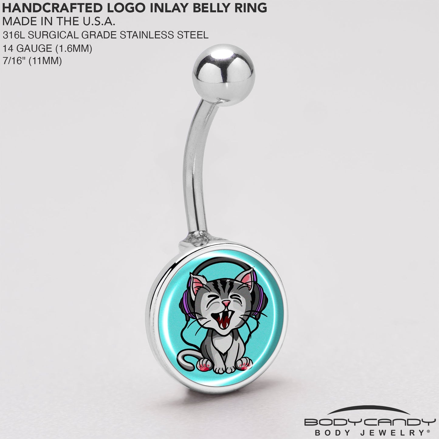 Heavy Metal Kitty Cat Belly Ring by Onyx O