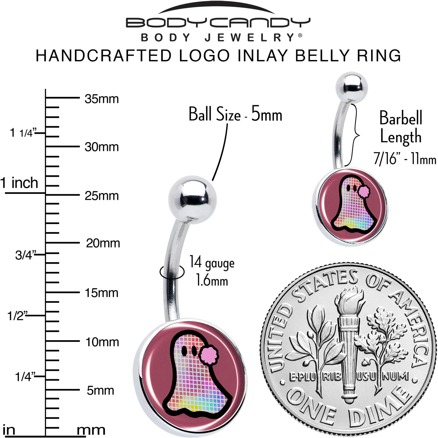 Disco Spirit Ghost Belly Ring by Onyx O