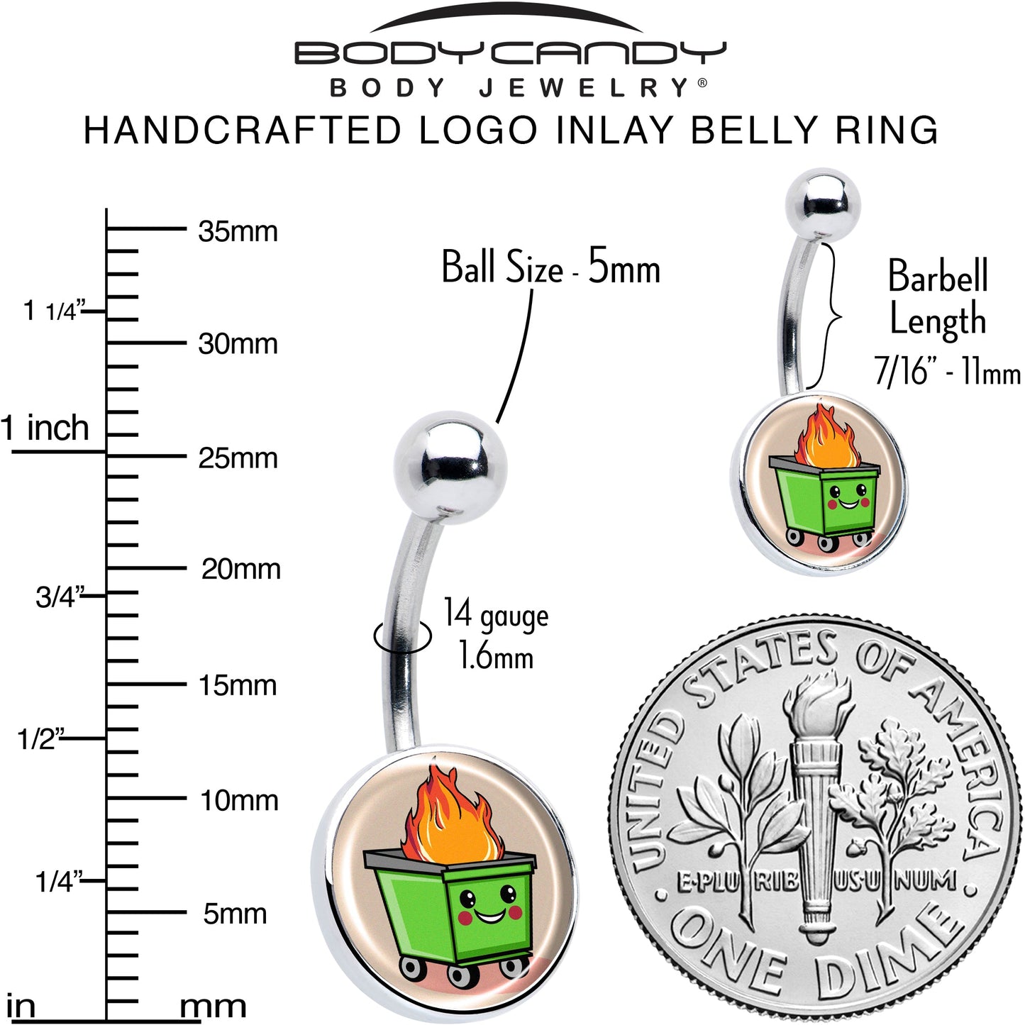 Dumpster Fire Belly Ring by Onyx O