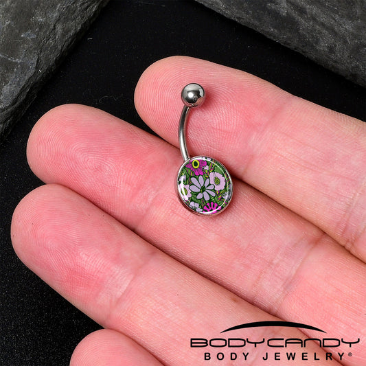 Blossom Creation Paradise of Pink Flowers Belly Ring by Onyx O