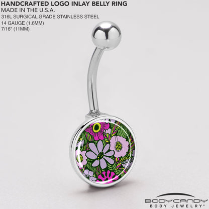 Blossom Creation Paradise of Pink Flowers Belly Ring by Onyx O